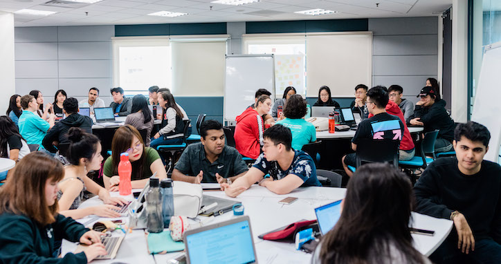 Bachelor of Commerce students group discussion