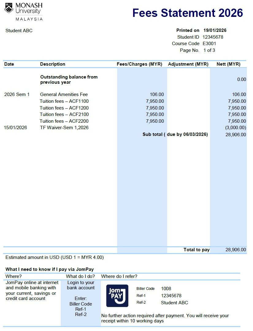 e-invoice - fee statement