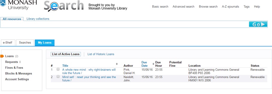 Manual renewals - Search