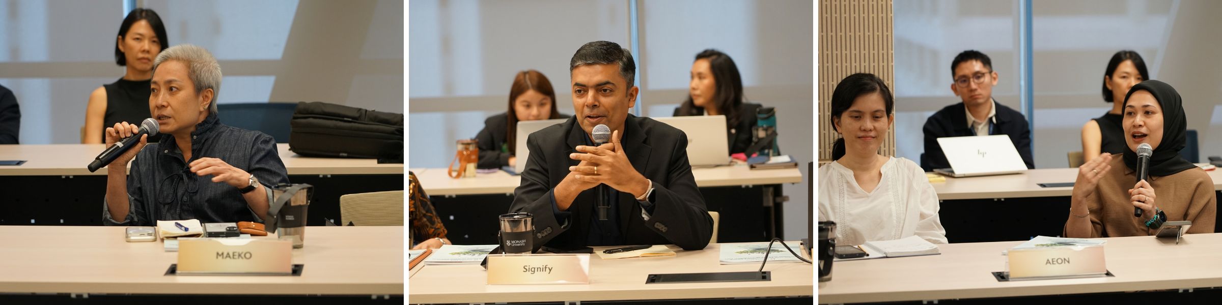 Stakeholders from MAEKO Food Waste Composting, Signify Malaysia Sdn Bhd, and AEON Malaysia contribute to the roundtable discussion.