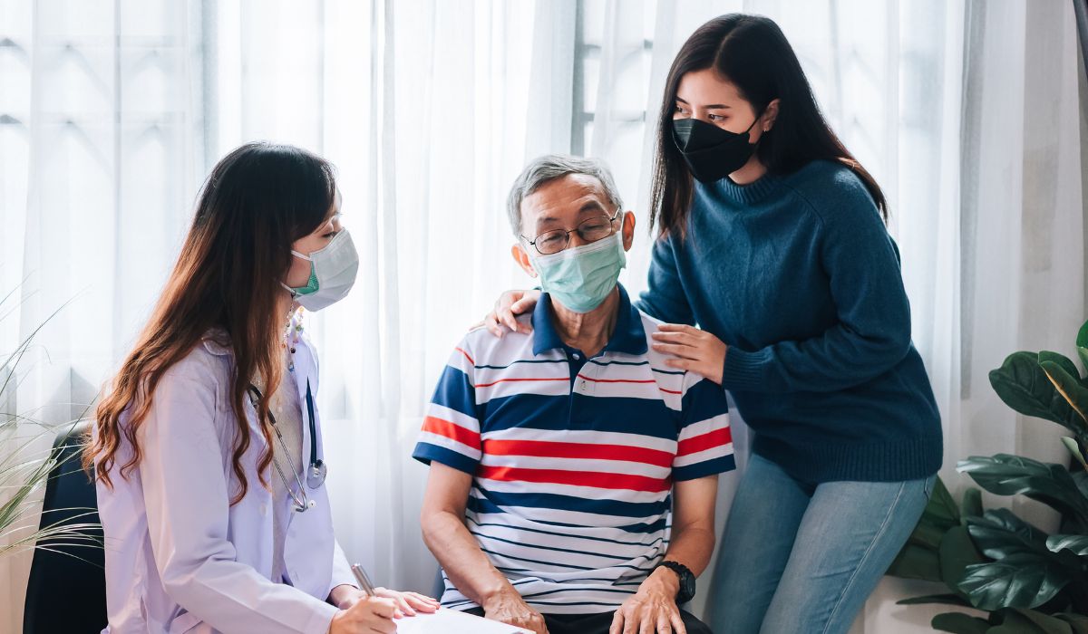 asian family seeing doctor
