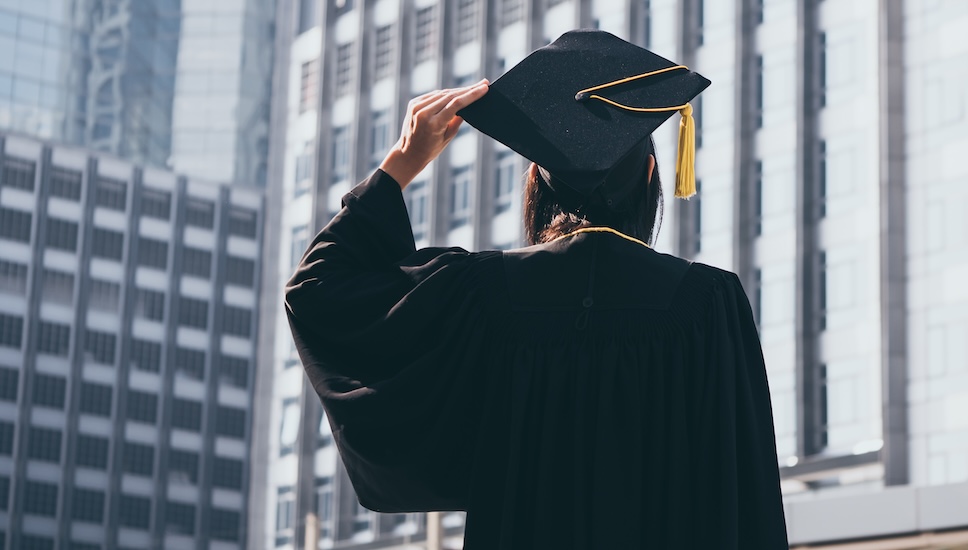 a girl with graduation cap