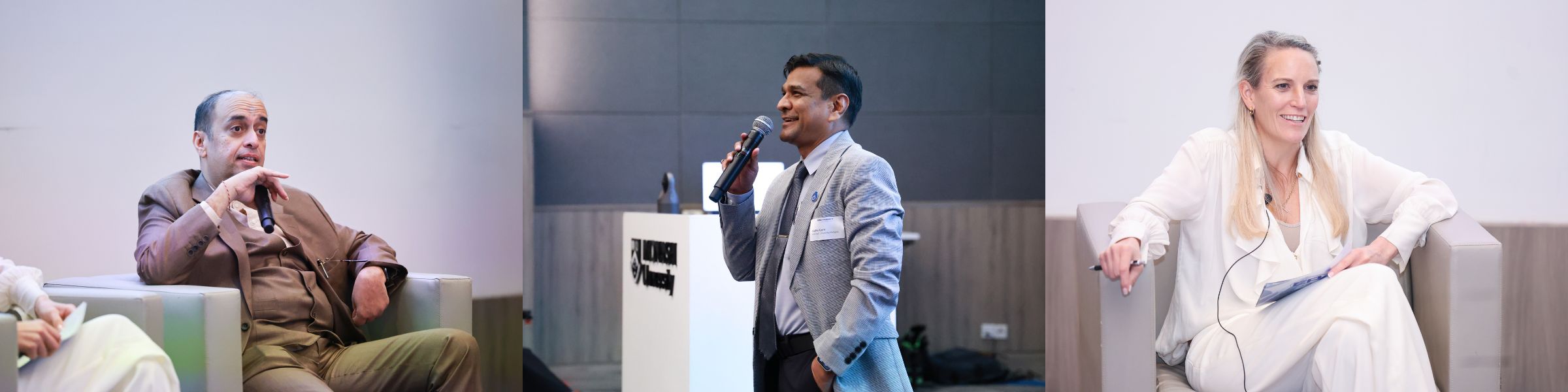 (L&ndash;R): Ganesh Kumar Bangah, Professor Nafis Alam, and Camilla Bullock.
