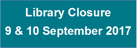 Library closure 9 & 10 September 2017