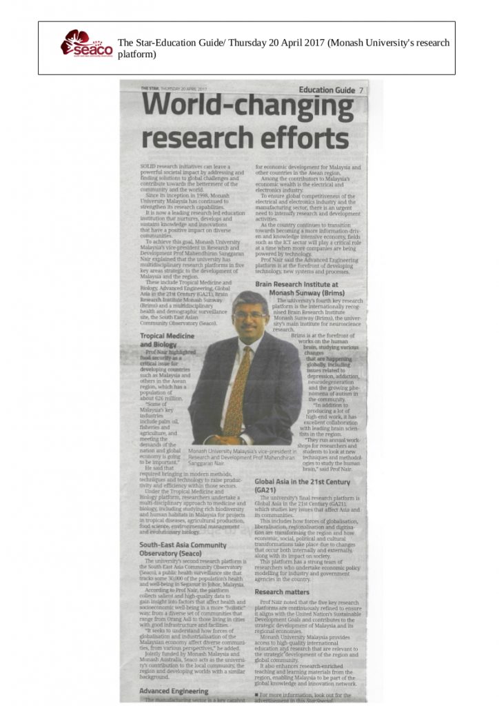 SEACO in The Star Education Guide &ndash; 20th April 2017