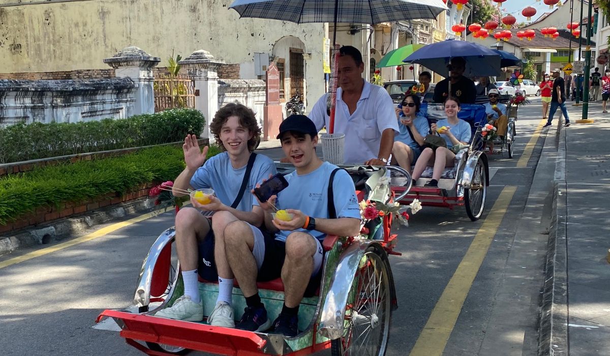 etec students on a trishaw
