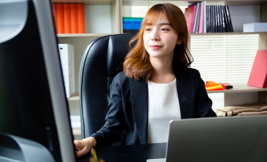 Student engaged in work during an externship