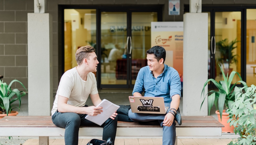 Students discussing whether a second bachelor&rsquo;s degree is worth it on campus